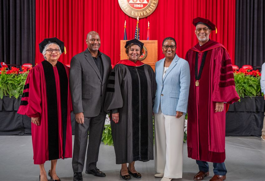 President Grant and commencement speaker, Alberta Lewis Lee